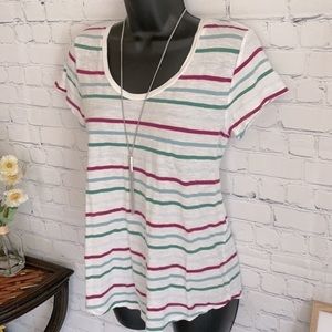 LOFT Cotton Lounge Striped T-Shirt Top Shirt